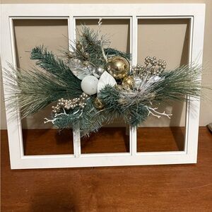 Light up Holiday Window Frame Decor with Gold and Silver  Accents
